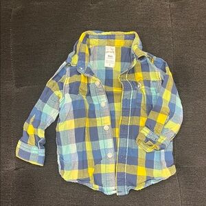 Blue & Yellow Plaid Button Down Shirt